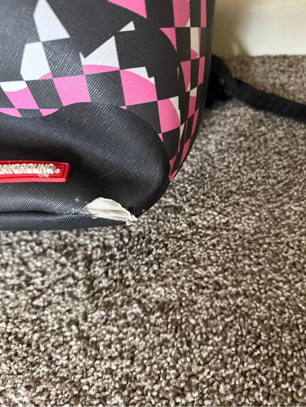 Sprayground Black Pink & White Checker Shark Backpack